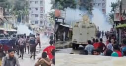 গাজীপুরে শ্রমিকদের বিক্ষোভে পুলিশের সাউন্ড গ্রেনেড নিক্ষেপ