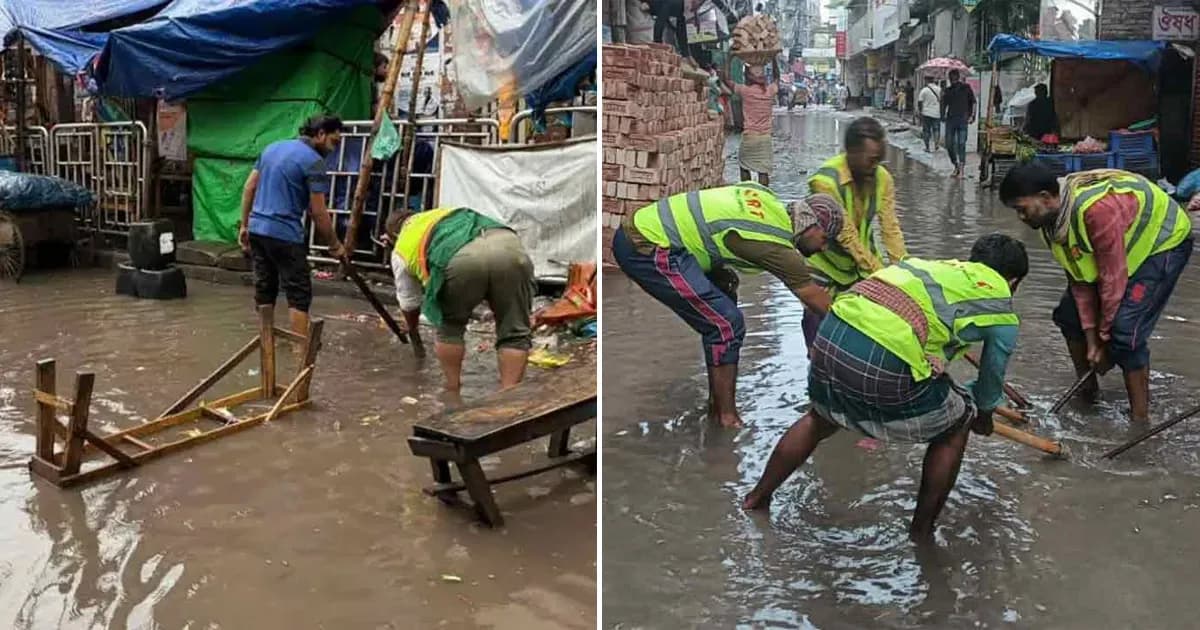 টানা বৃষ্টিতে জলাবদ্ধতা, ভোগান্তিতে ঢাকাবাসীর সকাল