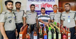 যশোরে বিপুল পরিমাণ বিদেশী মদসহ মাদক ব্যবসায়ী গ্রেপ্তার