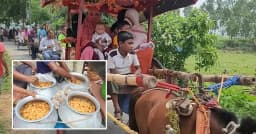 ১২ বছর পর নাতি হওয়ার খুশিতে ঘোড়ার গাড়ি নিয়ে নানার মিষ্টি বিতরণ