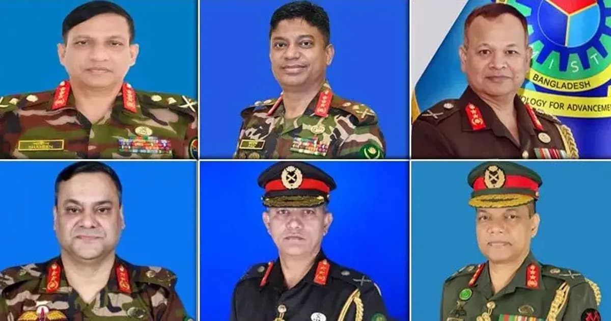 সেনাবাহিনীর উচ্চপর্যায়ে আরও ৬ পদে রদবদল