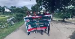 হেলমেট-মাস্ক পরে নলছিটিতে নিষিদ্ধ ছাত্রলীগের ঝটিকা মিছিল