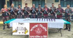 মহেশপুর সীমান্তে ২ বিদেশি পিস্তল, গুলি ও মাদকসহ মালামাল আটক