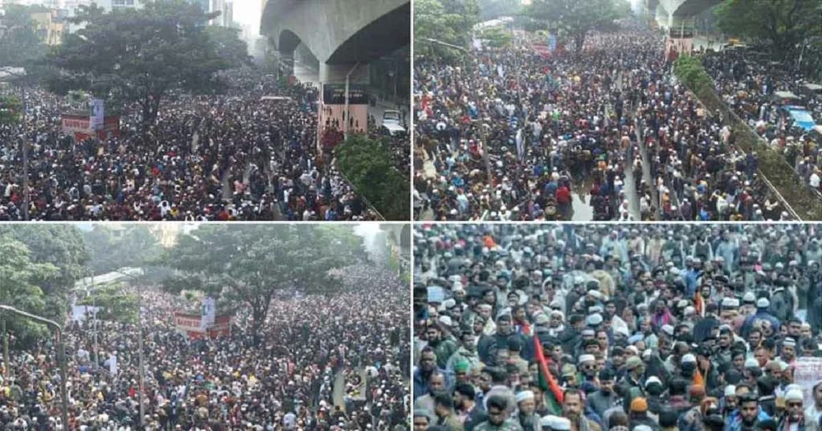 খালেদা জিয়ার চিরবিদায়ে মানুষের ঢল, মাইলের পর মাইল দীর্ঘ জানাজার লাইন