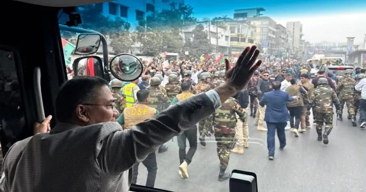 ৩০০ ফিট সংবর্ধনা মঞ্চের পথে তারেক রহমান