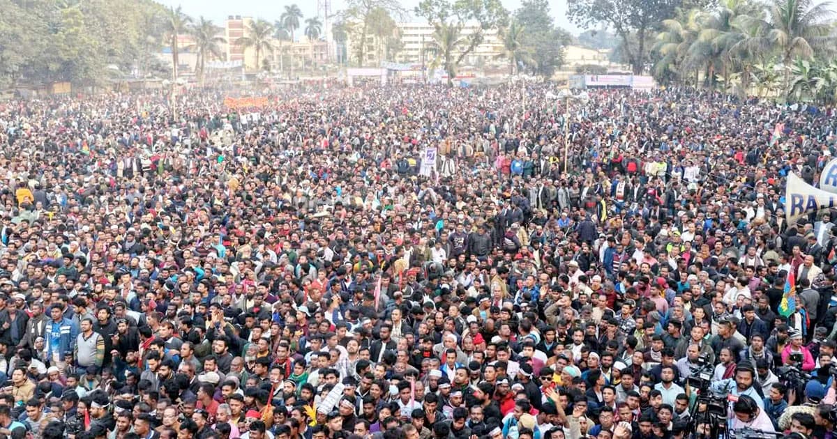 মিছিলে মুখরিত রংপুর: তারেক রহমানের জনসভা ঘিরে নেতাকর্মীদের ঢল