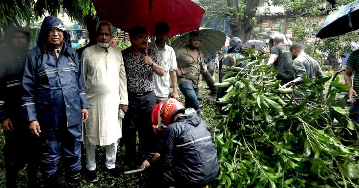 ভারী বৃষ্টিতে জলাবদ্ধতা ও যানজট নিরসনে ভোর থেকেই মাঠে ডিএসসিসি