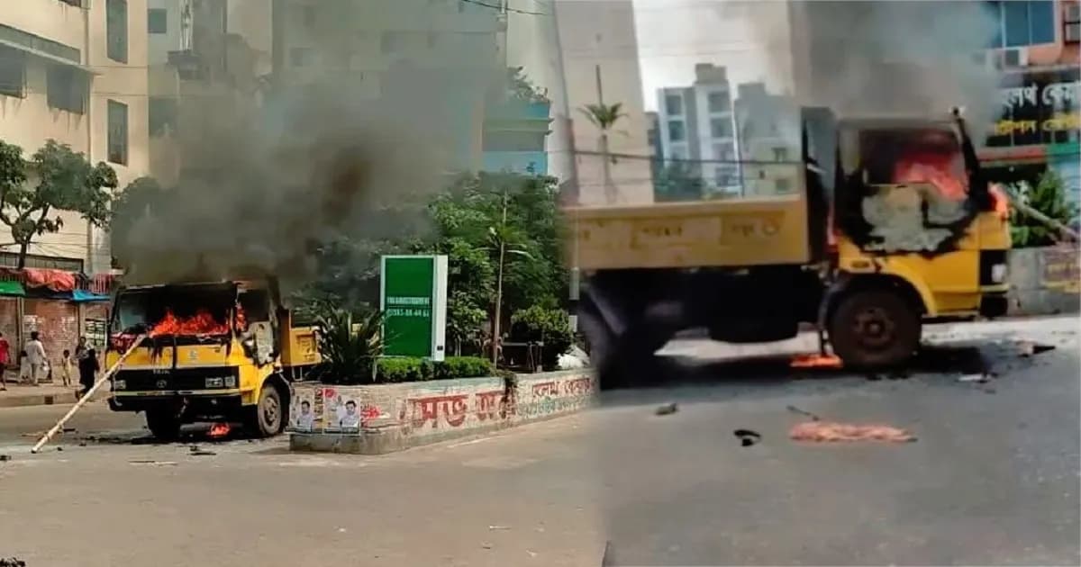 মিরপুরে উচ্ছেদ অভিযানে সংঘর্ষ, সিটি করপোরেশনের গাড়িতে আগুন