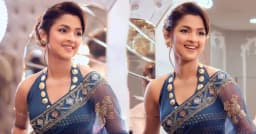 রেড কার্পেটে সাদিয়া আয়মানের নীল শাড়ির ঝলক