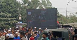 জায়ান্ট স্ক্রিনে ভেসে উঠছে খালেদা জিয়ার রাজনৈতিক জীবনের স্মৃতি