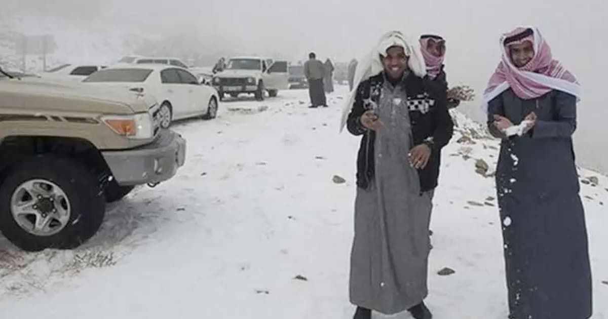 বিরল তুষারপাতের সাক্ষী হলো সৌদি আরব