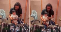 ছেলের হাতে ড্রাম স্টিক, ভিন্ন রূপে ধরা দিলেন জেমস