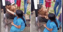 চুরির অভিযোগে বেঁধে রাখা বাবার মুখে খাবার তুলে দিল ছোট্ট মেয়ে