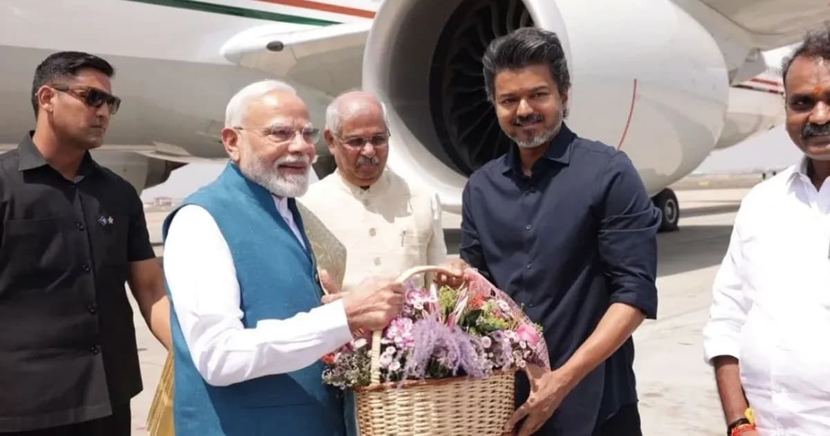 চেন্নাইয়ে মোদিকে স্বাগত জানালেন তামিলনাড়ুর মুখ্যমন্ত্রী বিজয়