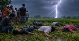 বিলে মাছ ধরতে গিয়ে হঠাৎ বজ্রপাতে ৬ জনের মৃত্যু, আহত আরও ৫