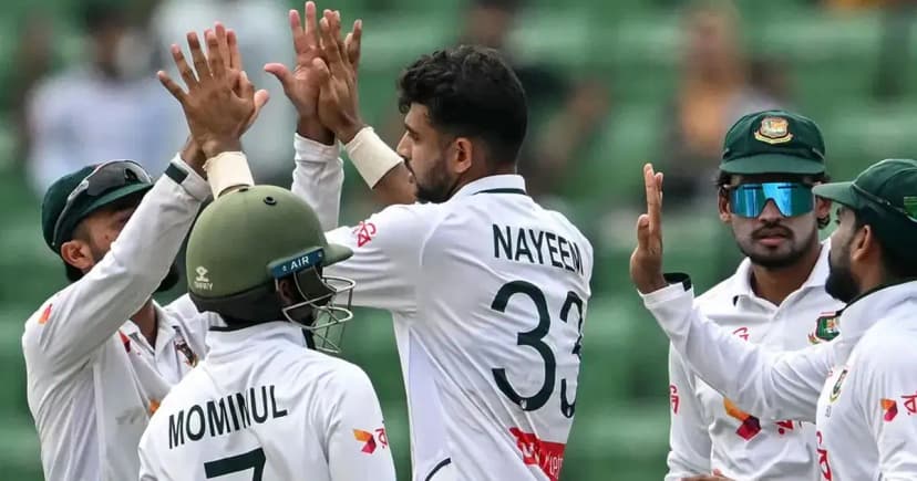 নাঈমের শেষের ঝলকে প্রথম ইনিংসে ২৭ রানের লিড পেল বাংলাদেশ