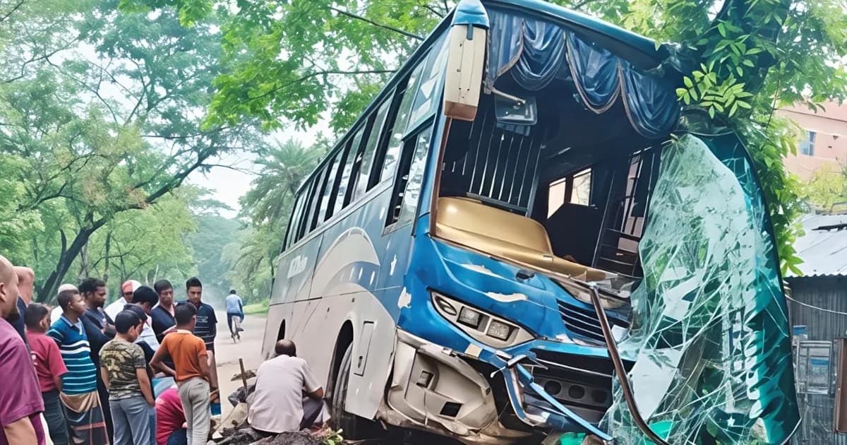চালকের বদলে হেল্পারের হাতে স্টিয়ারিং, গাছে ধাক্কা খেল যাত্রীবাহী বাস
