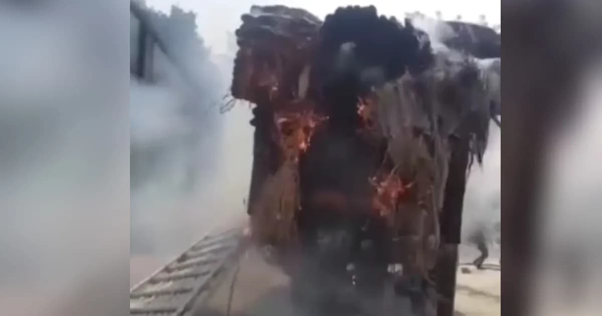 জীবননগরে ট্রাকভর্তি পাটে আগুন