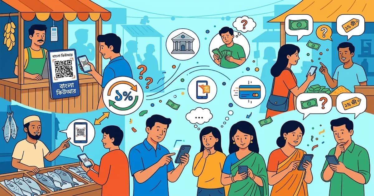 বাংলা কিউআর লেনদেনের ১ শতাংশ ফি দেবেন কে?