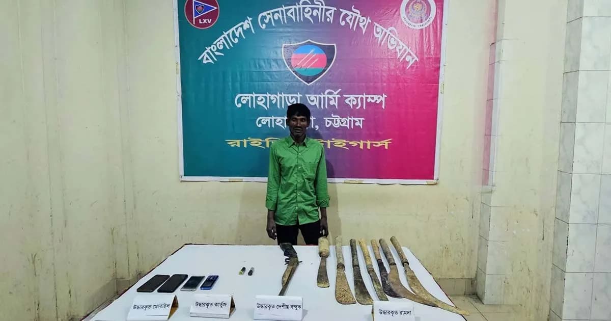 চট্টগ্রামে যৌথবাহিনীর অভিযানে অস্ত্রসহ আটক ২