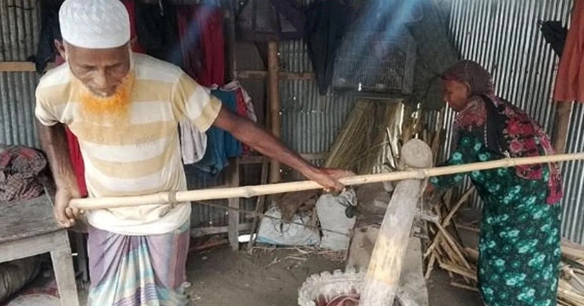 কিশোরগঞ্জে তিন যুগ ধরে বুক দিয়ে তেলের ঘানি টানেন বৃদ্ধ দম্পতি