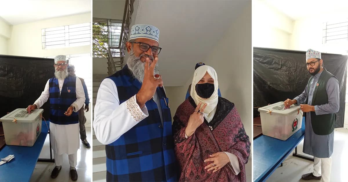 সপরিবারের ভোট দিলেন দাঁড়িপালার প্রার্থী শামীম সাঈদী