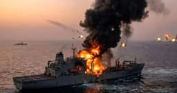 মার্কিন হামলায় ইরানের ড্রোনবাহী যুদ্ধজাহাজে আগুন