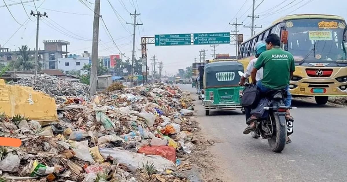 কটিয়াদী বাসস্ট্যান্ডে ময়লার ভাগাড়, দুর্গন্ধে অতিষ্ঠ পৌরবাসী