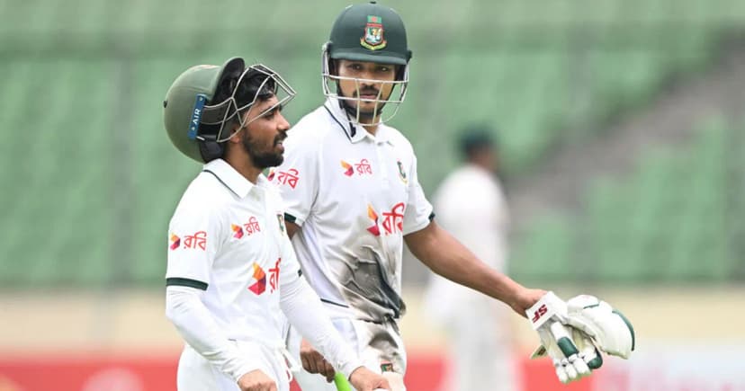 শান্ত-মুমিনুলের উপর ভর করে ১২০ রানের লিড বাংলাদেশের