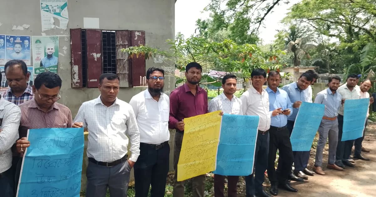 বারহাট্টায় পেশাগত মর্যাদা ও নিরাপদ কর্মপরিবেশের দাবিতে মানববন্ধন
