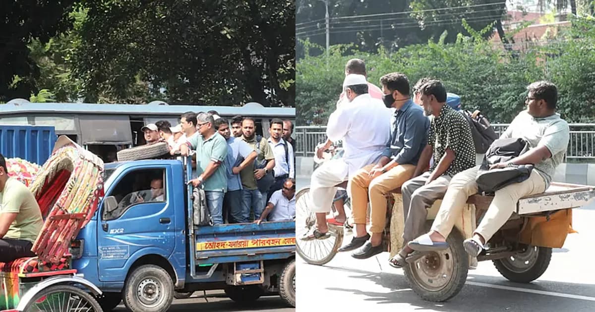 মেট্রোরেল না চলায় যাত্রীদের দুর্ভোগ, হেঁটে-ভ্যানে-পিকআপে যাত্রা