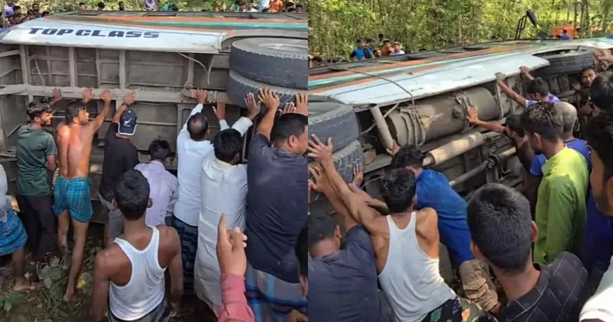 ৪০ যাত্রী নিয়ে উল্টে গেল আরও একটি বাস, আহত ২