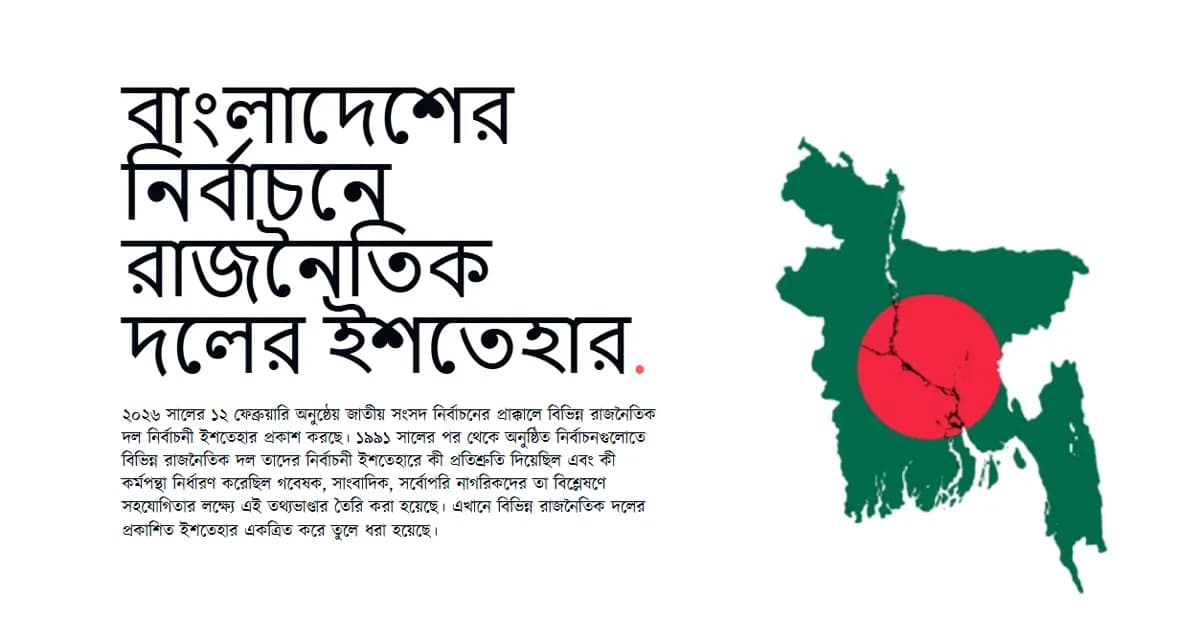 ১৯৯১-২০২৬ : রাজনৈতিক দলগুলোর নির্বাচনী ইশতেহার নিয়ে ওয়েবসাইট
