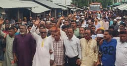 সুমন হত্যাকারীদের গ্রেফতারের দাবিতে বাকেরগঞ্জে বিক্ষোভ মিছিল