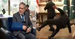 পা পিছলে পড়ে কাঁধে চোট পেলেন পাকিস্তানের উপপ্রধানমন্ত্রী