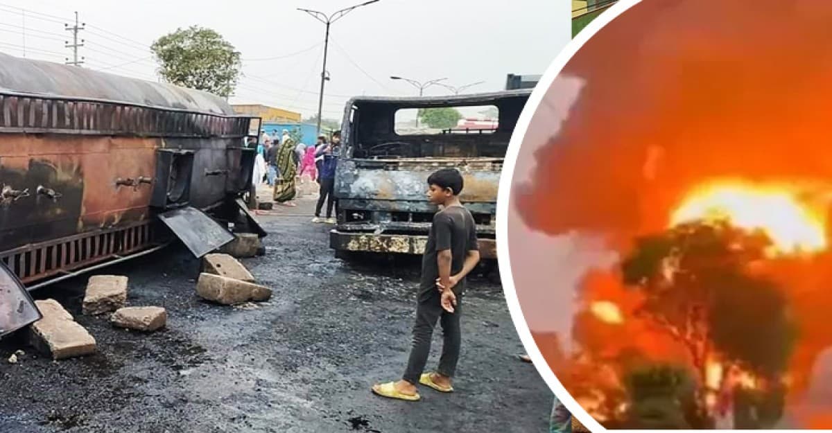 সাভারে তেলের লরি উল্টে ৫ গাড়িতে আগুন: নিহত ২, দগ্ধ ৭