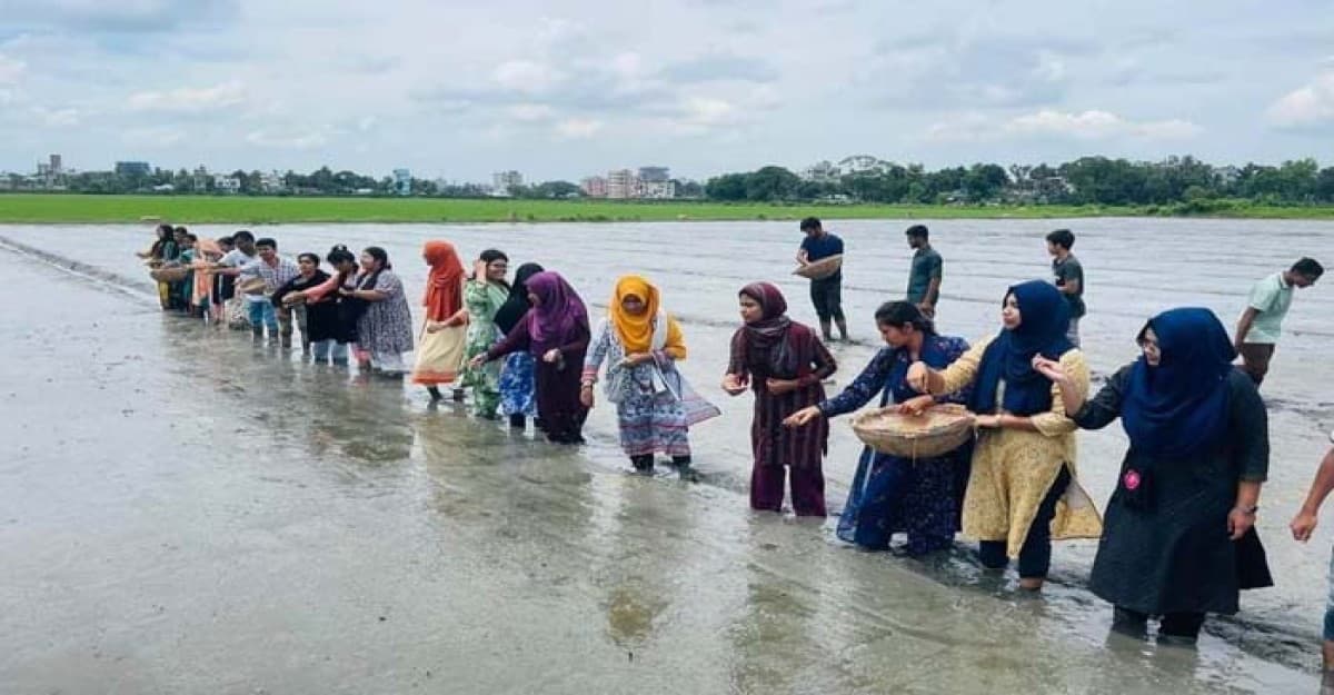বন্যায় ক্ষতিগ্রস্ত কৃষকদের পাশে বাকৃবি শিক্ষার্থীরা