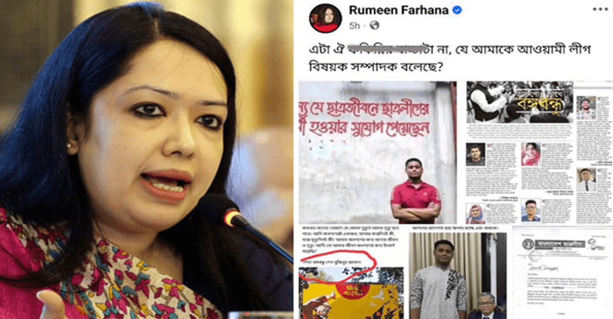 হাসনাতকে উদ্দেশ্য করে ফেসবুকে পোস্ট দিলেন রুমিন ফারহানা