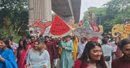 বৈশাখী শোভাযাত্রার পরিসমাপ্তি, ‘ফ্রি প্যালেস্টাইন’ বার্তায় ভিন্নমাত্রা