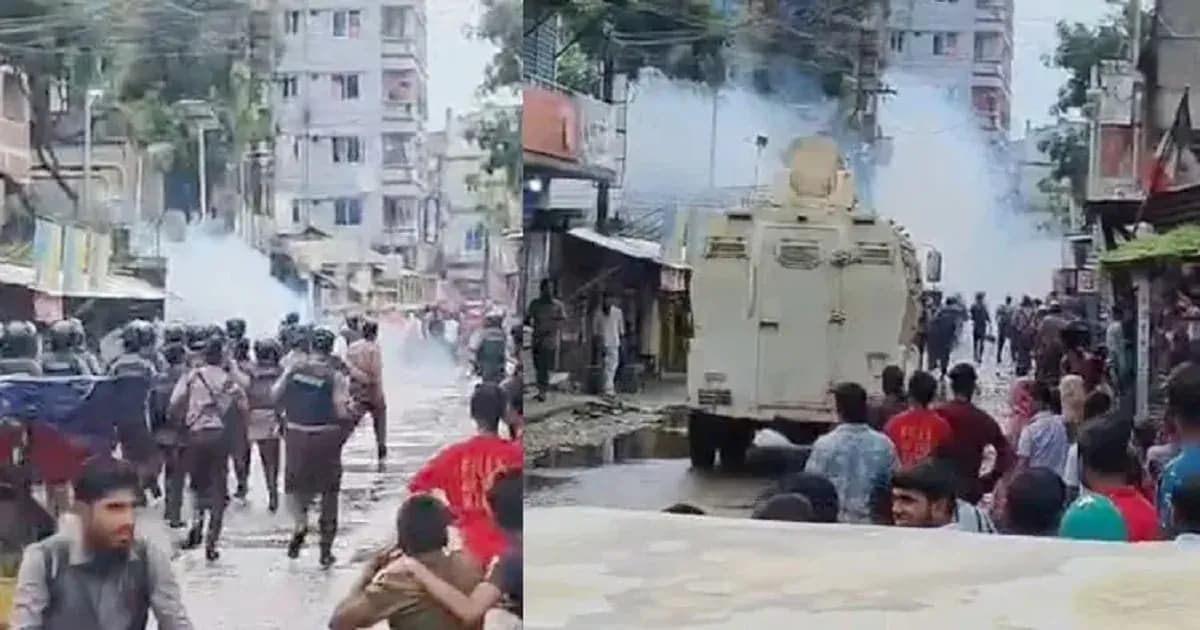 গাজীপুরে শ্রমিকদের বিক্ষোভে পুলিশের সাউন্ড গ্রেনেড নিক্ষেপ
