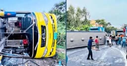 চট্টগ্রাম-কক্সবাজার মহাসড়কে বাস উল্টে আহত অন্তত ২০ যাত্রী