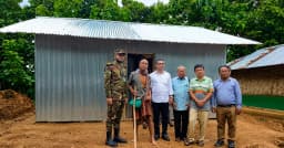 টানা বর্ষণে ঘর হারানো বৃদ্ধকে নতুন ঘর উপহার দিল মাটিরাঙ্গা জোন