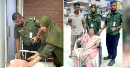 ছেলেকে বিদায় দিতে এসে অসুস্থ মা, পাশে দাঁড়ালেন আনসার সদস্যরা