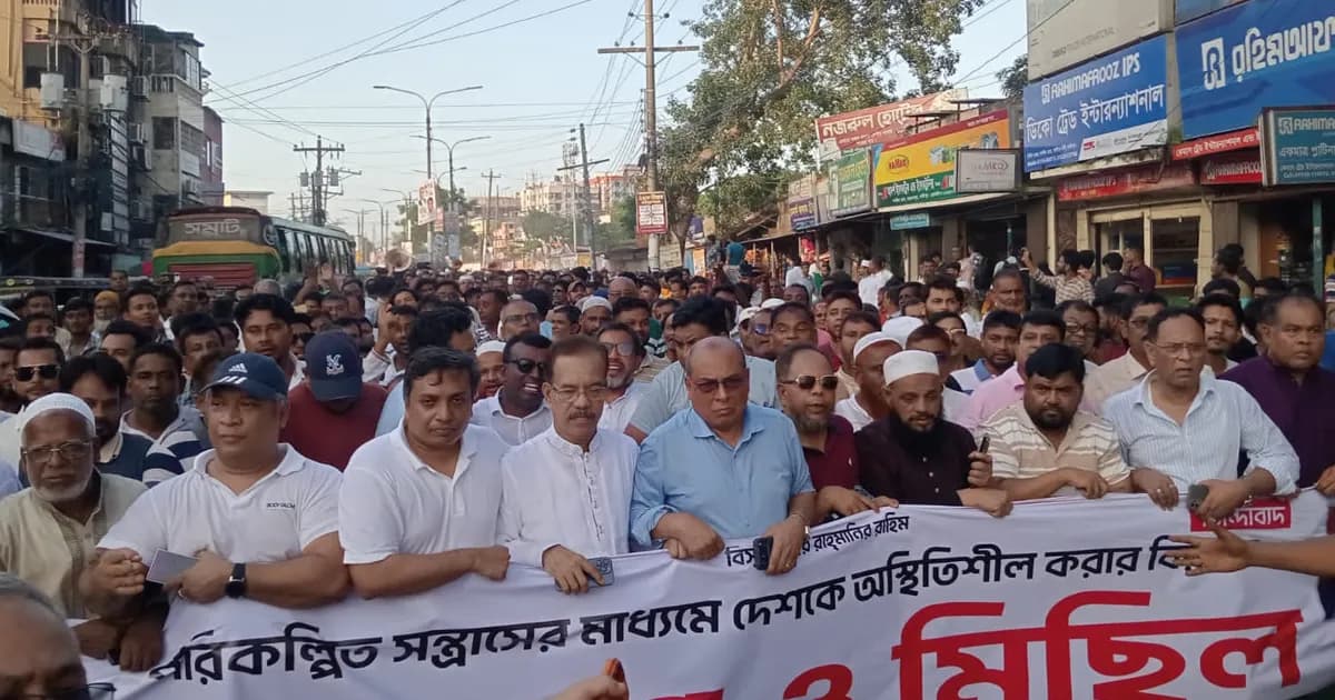 নৈরাজ্যের প্রতিবাদে গাজীপুরে বিএনপির বিক্ষোভ মিছিল