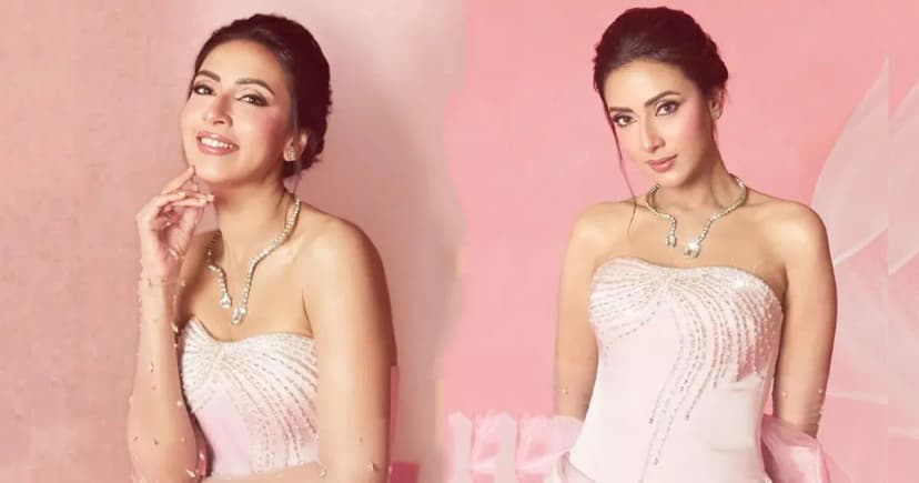 গোলাপি গাউনে বিদ্যা সিনহা মিমের রাজকীয় উপস্থিতি