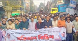 হাদির উপর হামলার প্রতিবাদে চুয়াডাঙ্গায় বিএনপির বিক্ষোভ মিছিল