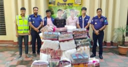 শ্রীমঙ্গলে ১৩ লাখ ৫০ হাজার টাকার ভারতীয় শাড়ি জব্দ