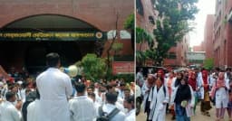 ৬ দফা দাবিতে সোহরাওয়ার্দী মেডিকেল শিক্ষার্থীদের বিক্ষোভ