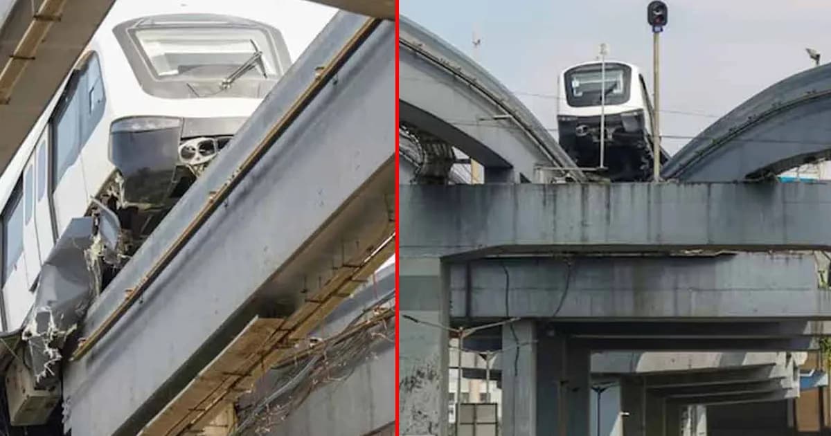 মুম্বাইয়ে পরীক্ষামূলক মনোরেল দুর্ঘটনা, বিমে ধাক্কা