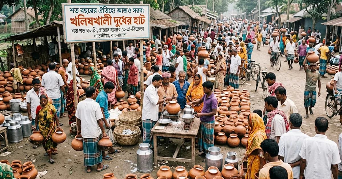 শত বছরের ঐতিহ্যে আজও জমজমাট খলিষখালীর দুধের হাট